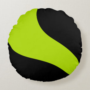 Cojín Redondo Olas simples en verde limón