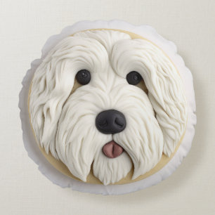 Cojín Redondo Old English Sheepdog inspirado en 3D