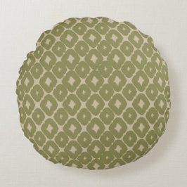 Cojín Redondo Olive and cream Boho Geometric Throw Pillow
