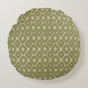 Cojín Redondo Olive and cream Boho Geometric Throw Pillow