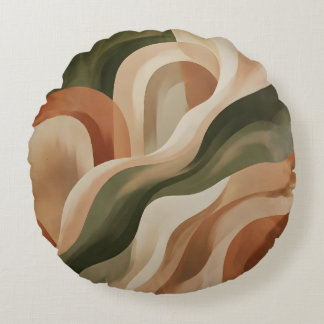Cojín Redondo Olive Green Terracotta Abstract Round Throw Pillow