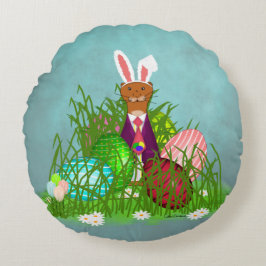 Cojín Redondo Oliver The Otter y la gran caza de huevos de Pascu