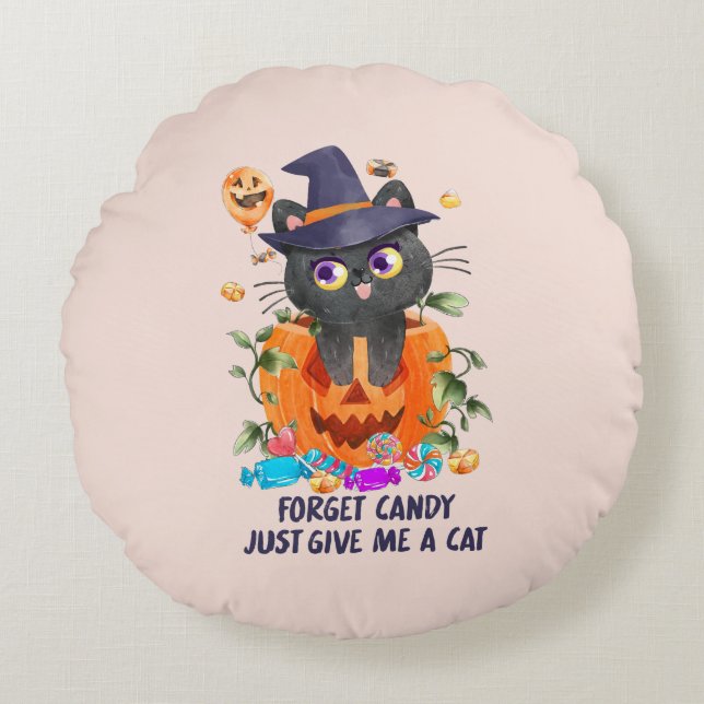 Cojín Redondo Olvídate De Candy, Dame Un Gato (Anverso)