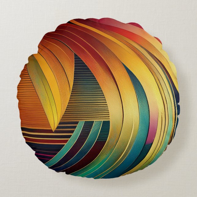 Cojín Redondo Onda arco iris (Anverso)