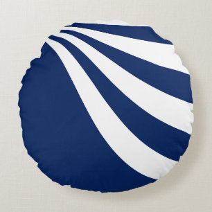 Cojín Redondo Onda azul y blanca