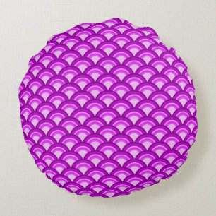 Cojín Redondo Onda patrón Art Déco - violeta y orquídea