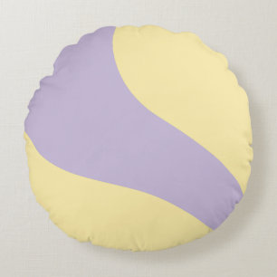 Cojín Redondo Ondas simples en amarillo y púrpura pastel
