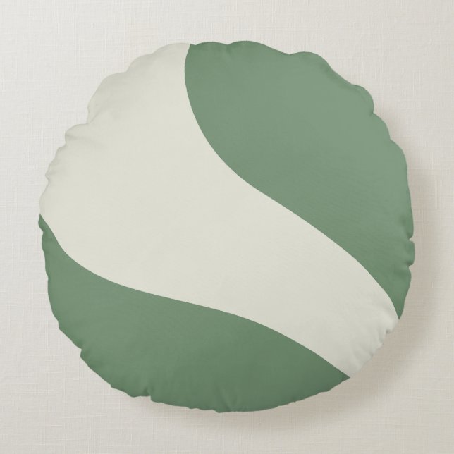 Cojín Redondo Ondas simples en verde (Anverso)