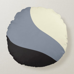Cojín Redondo Ondas simples - Negro, gris y crema