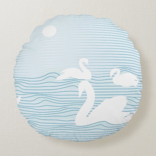 Cojín Redondo OP Art Blue Swan Drin Mug (Anverso)