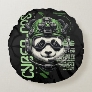 Cojín Redondo Operaciones de Panda Cyborg – Panda Cibernético Fu