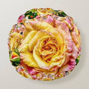 Cojín Redondo Opulencia Rosa Dorada Groovy: