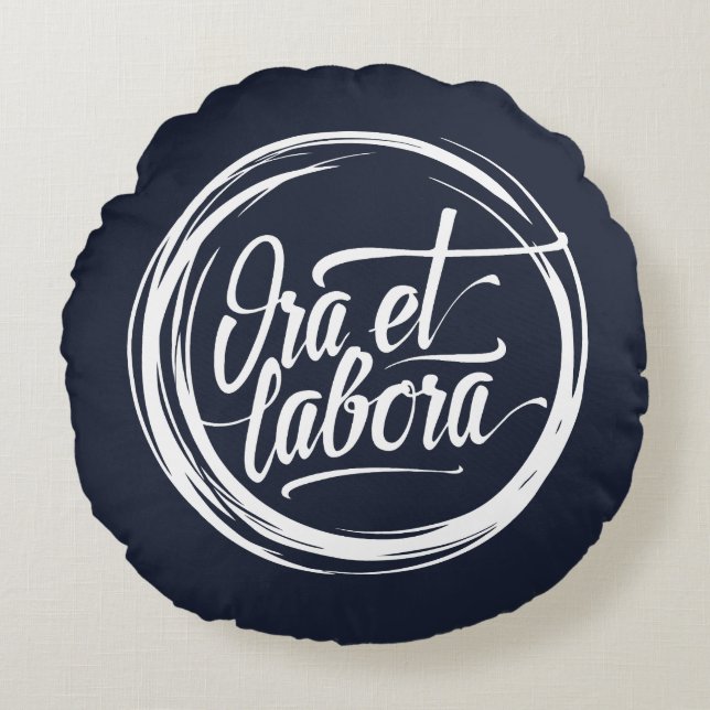 Cojín Redondo Ora et labora (Anverso)