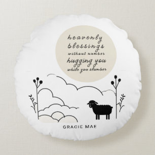 Cojín Redondo Oración de bendiciones celestiales Colores neutr