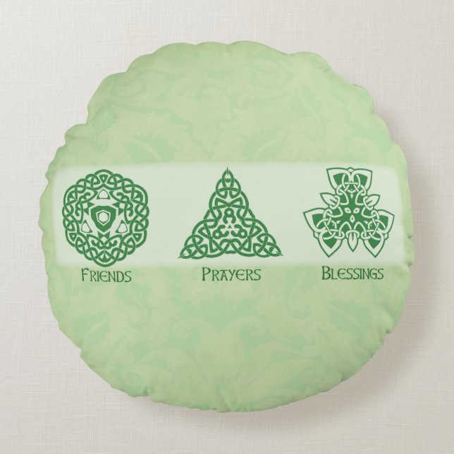 Cojín Redondo Oraciones y bendiciones de amigos religiosos irlan (Anverso)