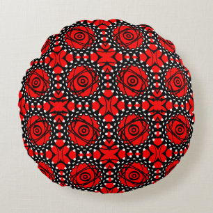 Cojín Redondo Orbita espacial étnica Kaleidoscope J Red