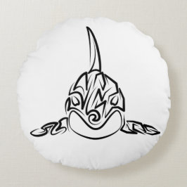 Cojín Redondo Orca tribal negra y blanca