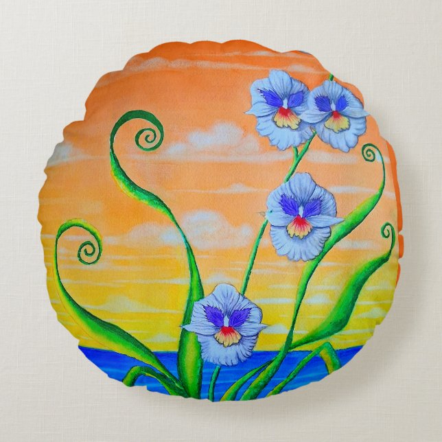 Cojín Redondo Orchid Sunset (Anverso)