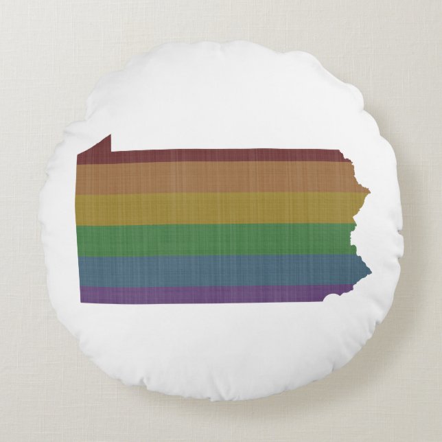 Cojín Redondo Orgullo gay arcoiris de Pensilvania (Anverso)