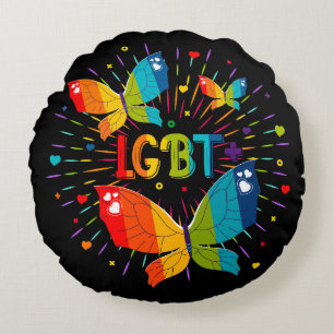 Cojín Redondo Orgullo mariposa amor amor conciencia LGBT