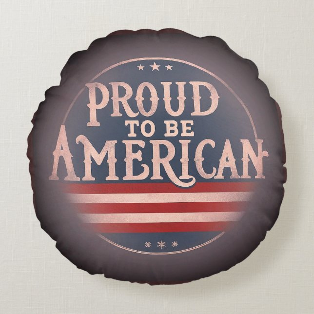 Cojín Redondo "Orgulloso de ser estadounidense (Anverso)