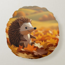 Cojín Redondo Origami Hedgehog Tema del otoño