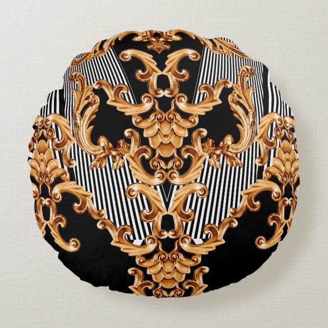 Cojín Redondo Ornamento barroco dorado (Anverso)