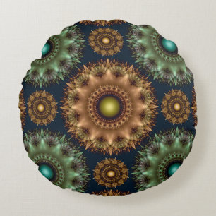 Cojín Redondo Ornamento brillante fractal