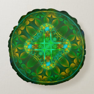 Cojín Redondo Ornamento de hadas fractales redondas