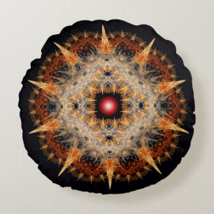 Cojín Redondo Ornamento de la estrella de pino fractal