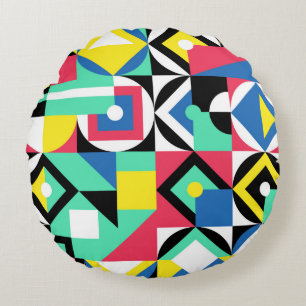 Cojín Redondo Ornamento decorativo de formas geométricas. Colori