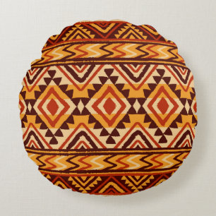 Cojín Redondo Ornamento étnico. Patrón Navajo sin inconvenientes