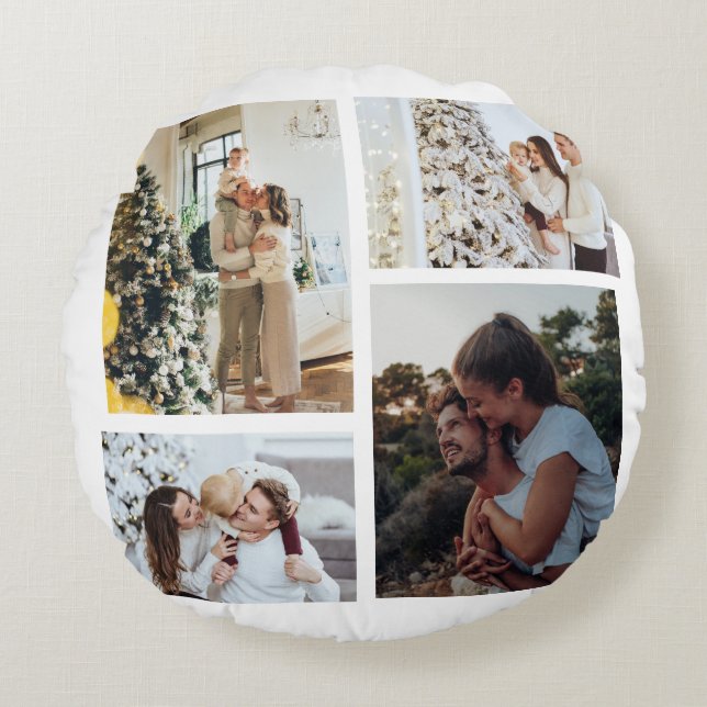 Cojín Redondo Ornamento fotográfico de navidades, Navidades Coll (Anverso)