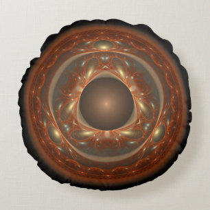 Cojín Redondo Ornamento fractal de hada brillante ornamental