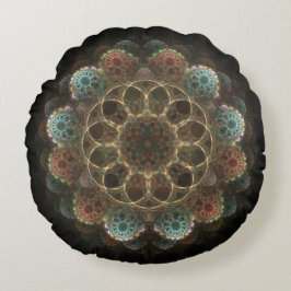 Cojín Redondo Ornamento fractal sagrado esotérico