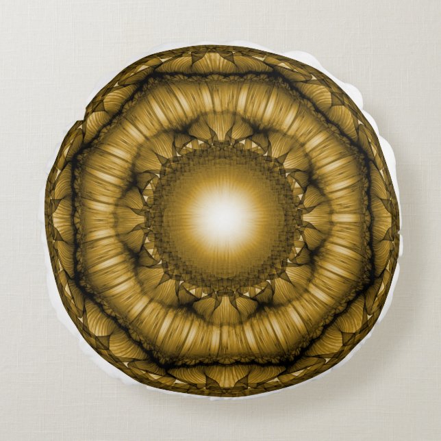 Cojín Redondo Ornamento geométrico brillante radiante (Anverso)