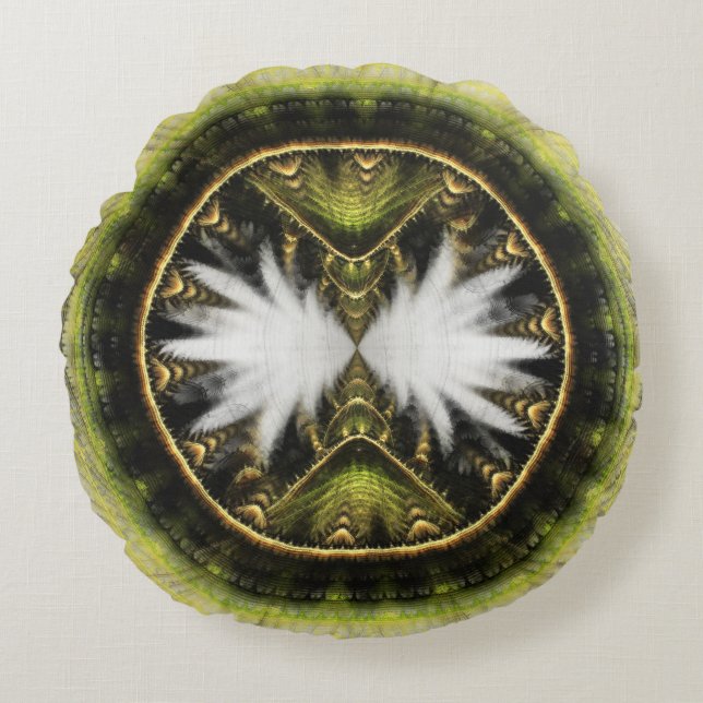 Cojín Redondo Ornamento místico mágico fractal (Anverso)