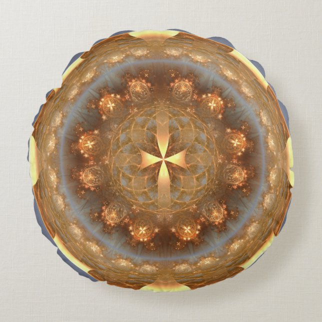 Cojín Redondo Ornamento redondo cruzado brillante (Anverso)