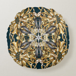 Cojín Redondo Ornamento tradicional. Retroceso clásico