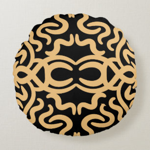 Cojín Redondo Ornamento tribal en jefe