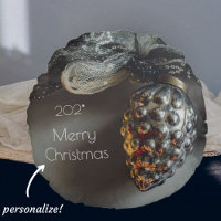 Ornamentos de Navidad retro negro de plata con cin