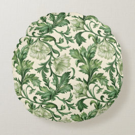 Cojín Redondo Ornate dark green acanthus leaves pattern