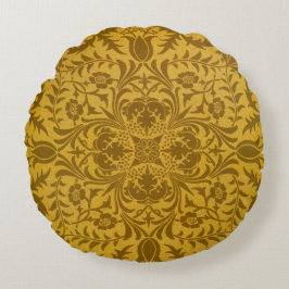 Cojín Redondo Ornate gold floral pattern with symmetrical