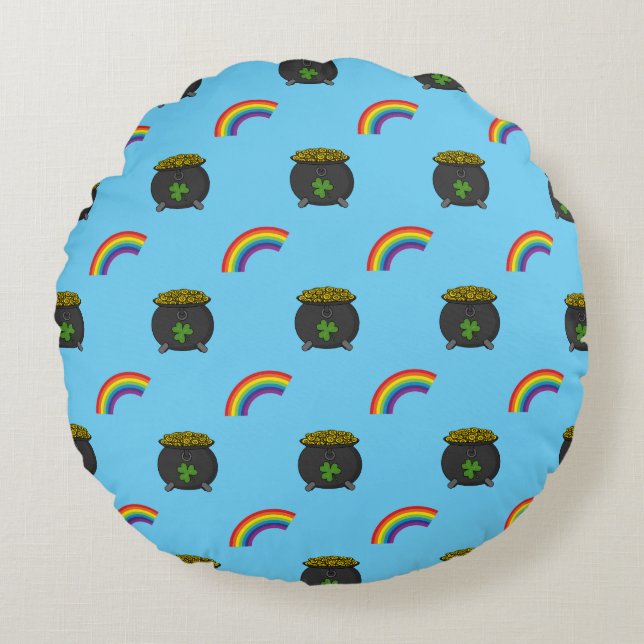 Cojín Redondo Oro Personalizado arcoiris (Anverso)