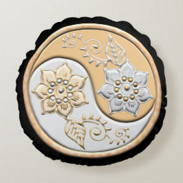 Cojín Redondo Oro & Plata Yin Yang 