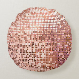 Cojín Redondo oro Rosa: mosaicos cuadrados.
