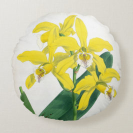 Cojín Redondo Orquídea de Lindenia Amarilla