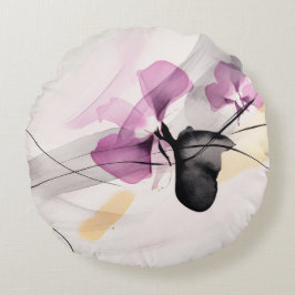 Cojín Redondo Orquídeas de fondo de patrón abstracto