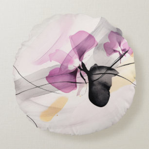 Cojín Redondo Orquídeas de fondo de patrón abstracto