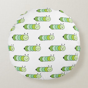 Cojín Redondo Orugas verdes lindas y varias expresiones